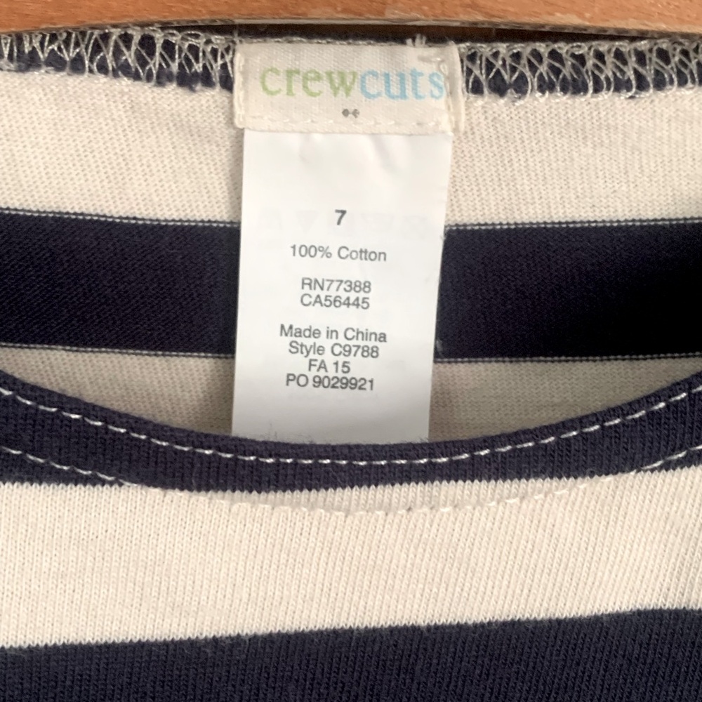 Crewcuts Girl’s 8 M Striped cotton Dress blue white burgundy Red J.Crew Holiday - Picture 2 of 3